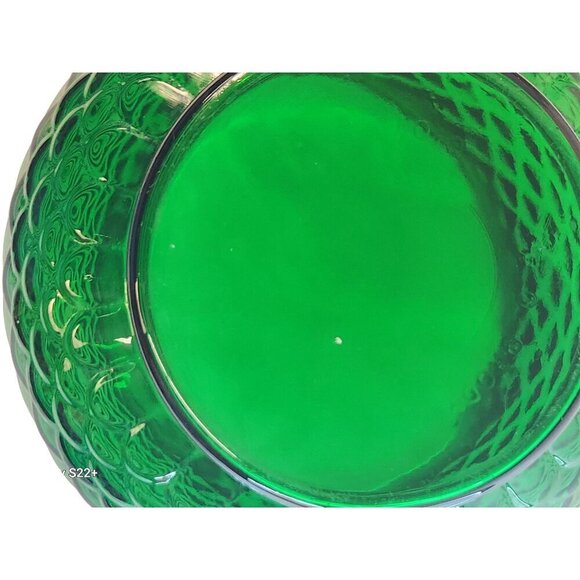 Vintage Green Glass Vase Fish Scale Pattern E.O. Brody Co. Cleveland Mid Century - Picture 8 of 9